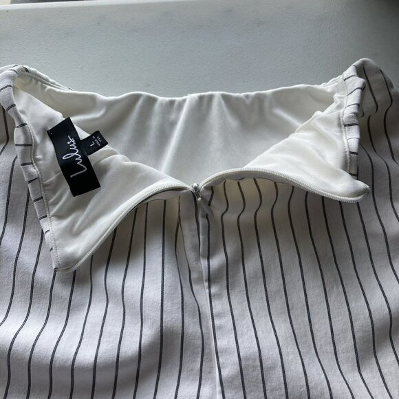 Lulus Black Cream Striped White Short Skirt Skort - Picture 5 of 11